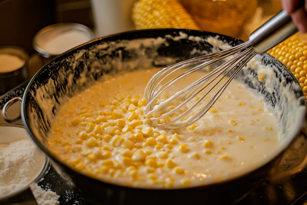 a mix ingredients for corn nuggets 