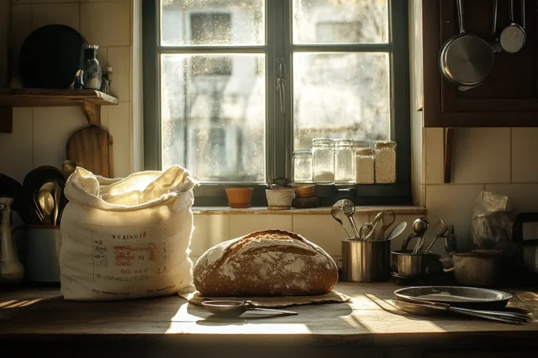 Rustic kitchen with artisan Italian bread and 00 flour