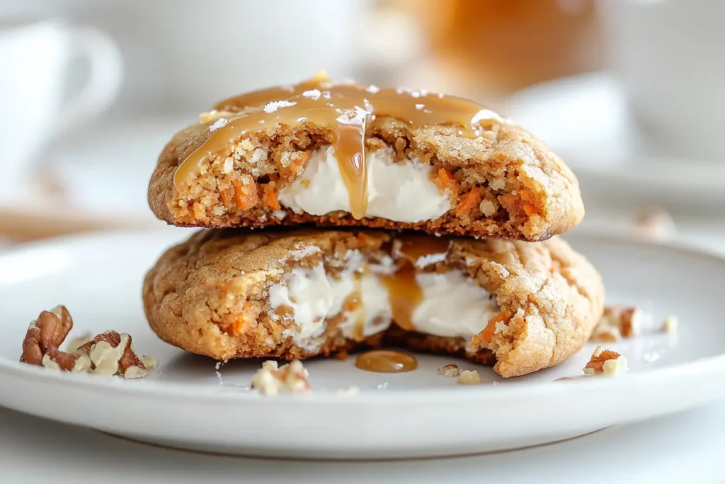Stuffed carrot cake cookie with cream cheese filling