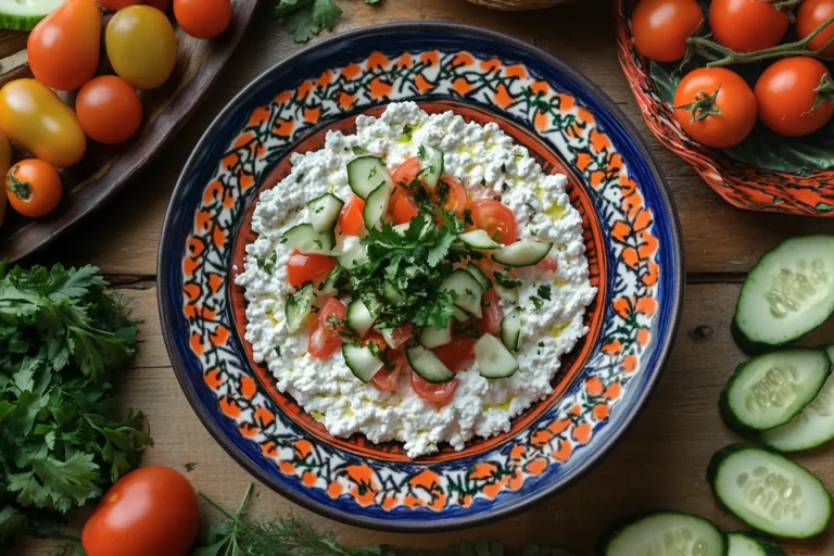 Can a diabetic eat cottage cheese every day? A bowl of fresh cottage cheese with herbs on a wooden table.