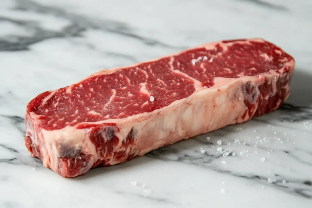 Seasoning and grilling a New York strip steak
